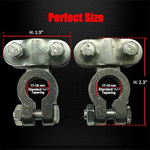 Miniatura 2 de Ampper Extremos de terminal de batería de aleación de plomo resistente, terminales de batería de poste superior, juego de abrazaderas para vehículos