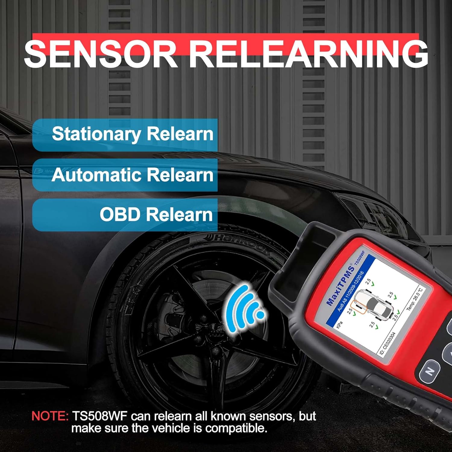 Autel MaxiTPMS TS508WF TPMS Programming Tool, WiFi Relearn & Reset for Tire Pressure Sensors, Diagnose, Activate & Program MX-Sensors (315/433MHz), OBD2 Scanner, Free Lifetime Updates