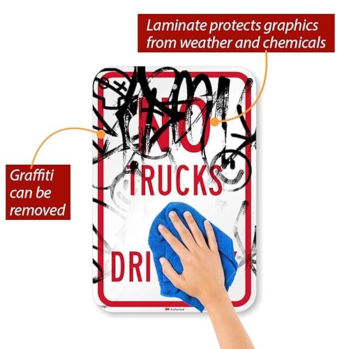 Miniatura 2 de Letrero "No Trucks In Driveway" de SmartSign  12 x 18 pulgadas, aluminio reflectante de grado de ingeniero 3M
