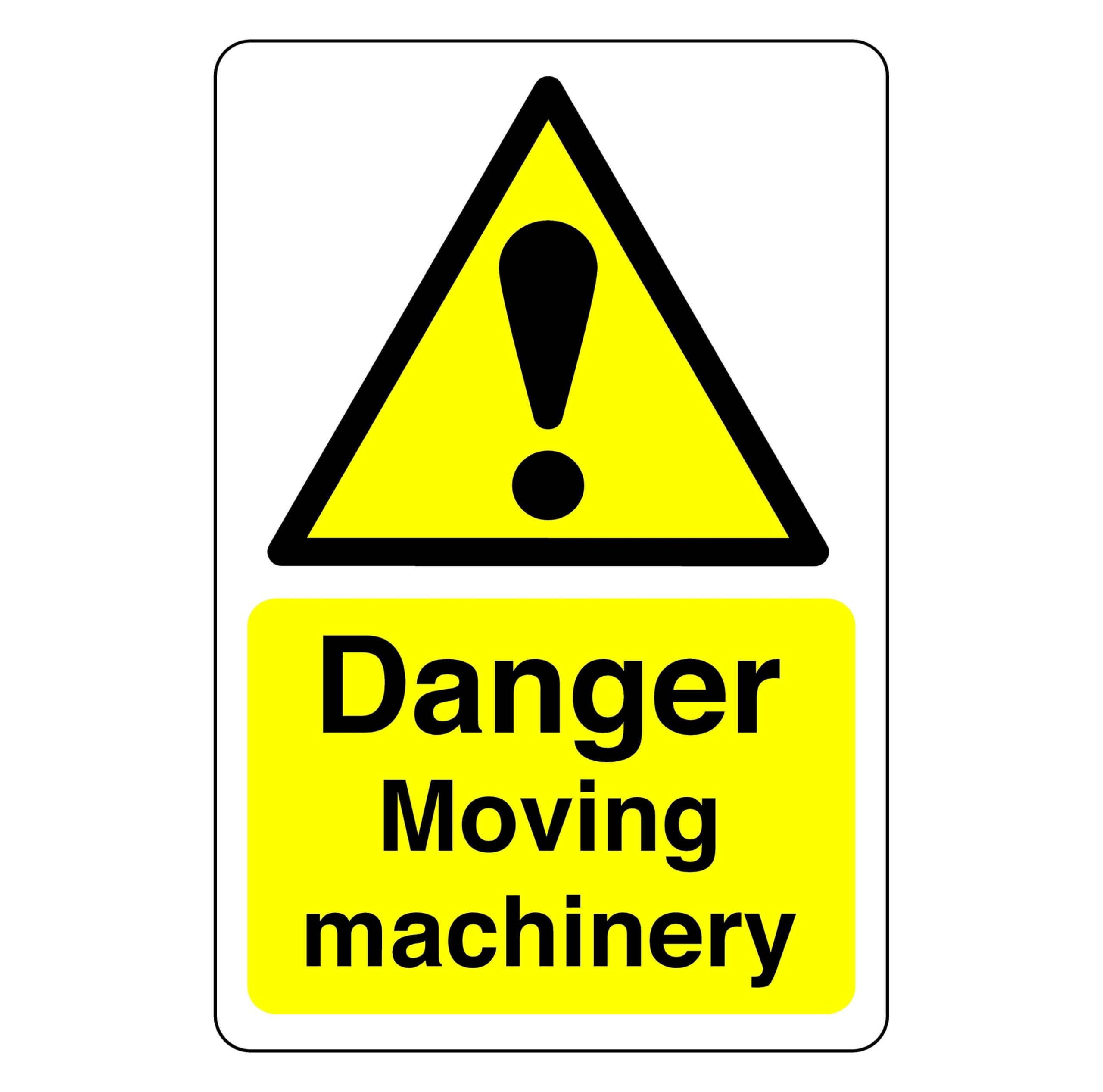 Safety First Display Ltd Yellow/Black Danger Moving Machinery - 1.2Mm Rigid Plastic For Indoor/Outdoor Usage (300Mm X 200Mm) Viewing Distance Within 7M.