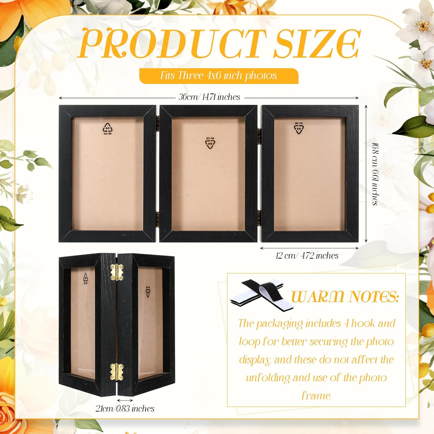 Jetec 4 Pcs Graduation Centerpieces for Tables 4 x 6 Inch Wooden Picture Box Centerpieces Triple Picture Frame Vertical Wood Folding Display Decoration Gift for 2026 Congrats Grad Party Wedding