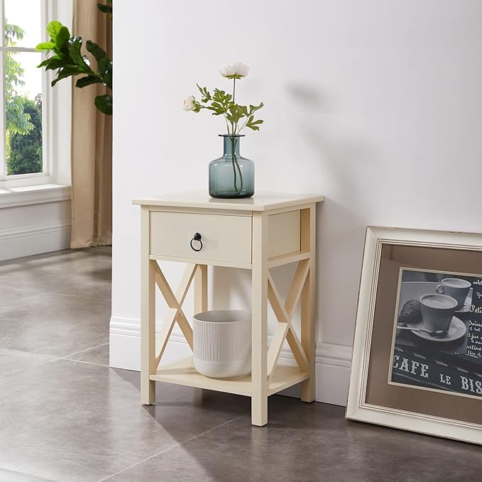 Amazon.com: Eily Night Stand Bedside Table with Drawer Wooden Side ...