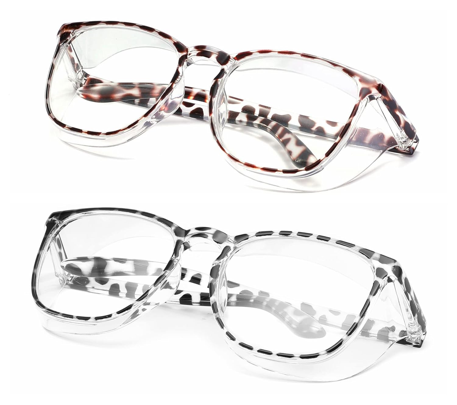 Alsenor Safety Glasses Anti Fog Goggles Protective Eyewear Blue Light Blocking Anti Dust UV Protection Glasses For Men Women (2 Pack(new-leopard+black-leopard)) 2 Pack (New Leopard + Black Leopard)