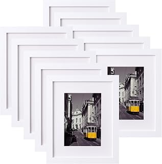 eletecpro 8x10 Picture Frames, Acrylic Cover, White, Set of 10