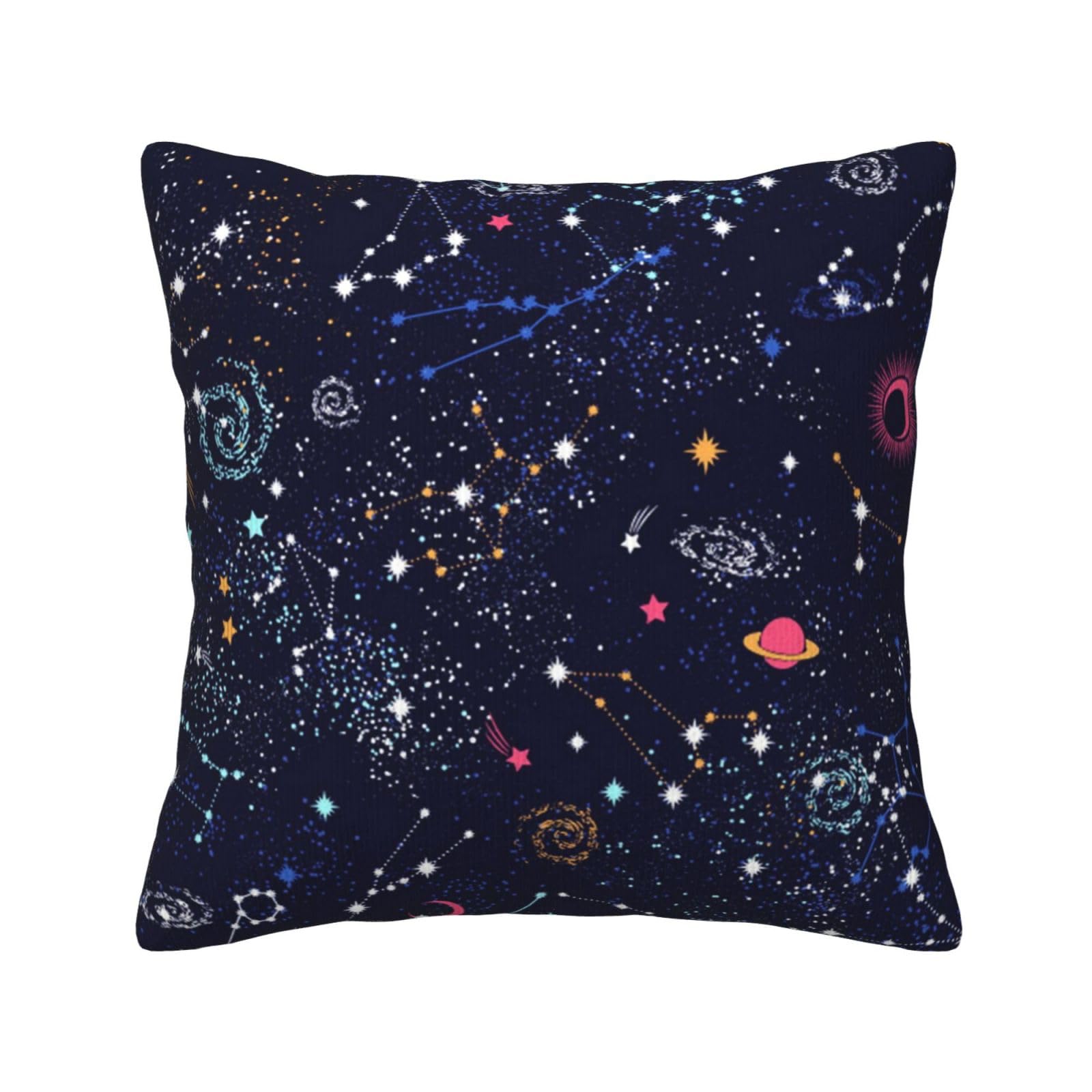 Housse de coussin velours côtelé carte constellation 45x45 cm