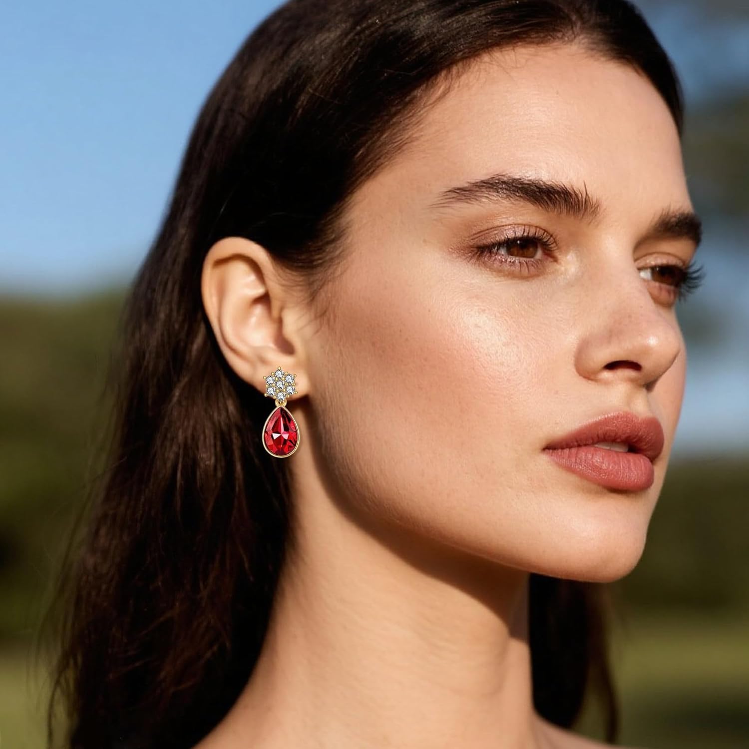 Elegant Austrian Crystal Teardrop Dangle Earrings for Women,14K Gold Plated Flower Drop Earrings Jewelry Gift for Birthday Wedding Anniversary - Image 3