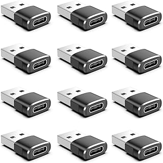 12-pak adapter USB na USB C, USB A męski na typ C żeński adapter ładowarki samochodowej, konwerter USB C do iPhone'a 17 16 Pro Max 15 14 Plus, iWatch Ultra SE 9 10, iPad Air, Samsung Galaxy S25