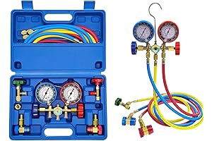 AC Gauge Set for R-134A, R-22, R-12, R-502 Refrigerant and HVAC Systems...