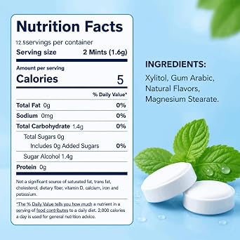 DC24 DAILY CARE 100% Xylitol Natural Peppermint Mints, 25 Pcs, 4 Packs