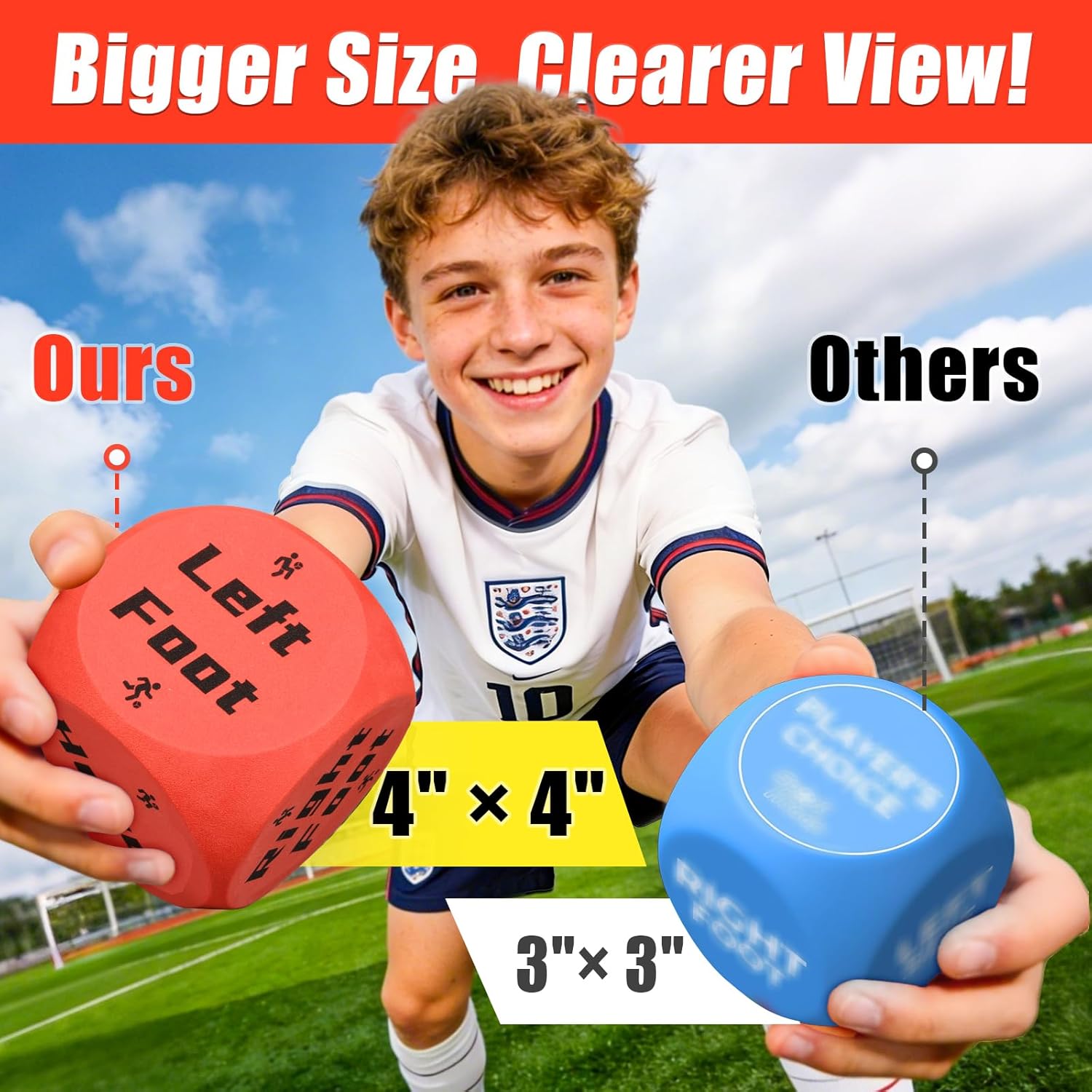 Big Size Soccer Training Dice Set, 2Pcs Soccer Gifts Shooting & Juggling Soccer with Mesh Bag Training Equipment for Games, Boost Soccer Skills with Fun Practice for 8-12 Boys & Girls