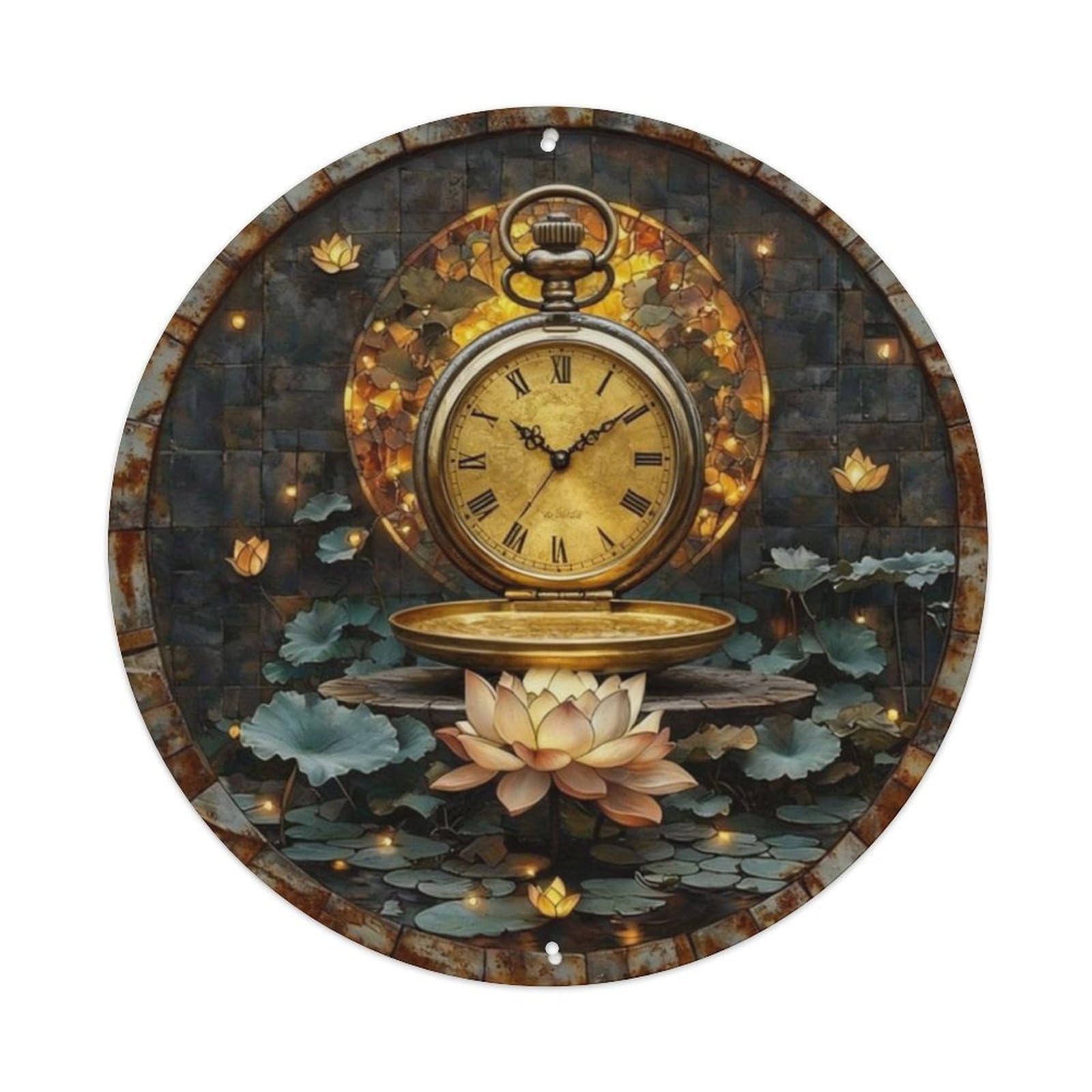 Antique Pocket Watch Open Metal Tin Sign Plaque