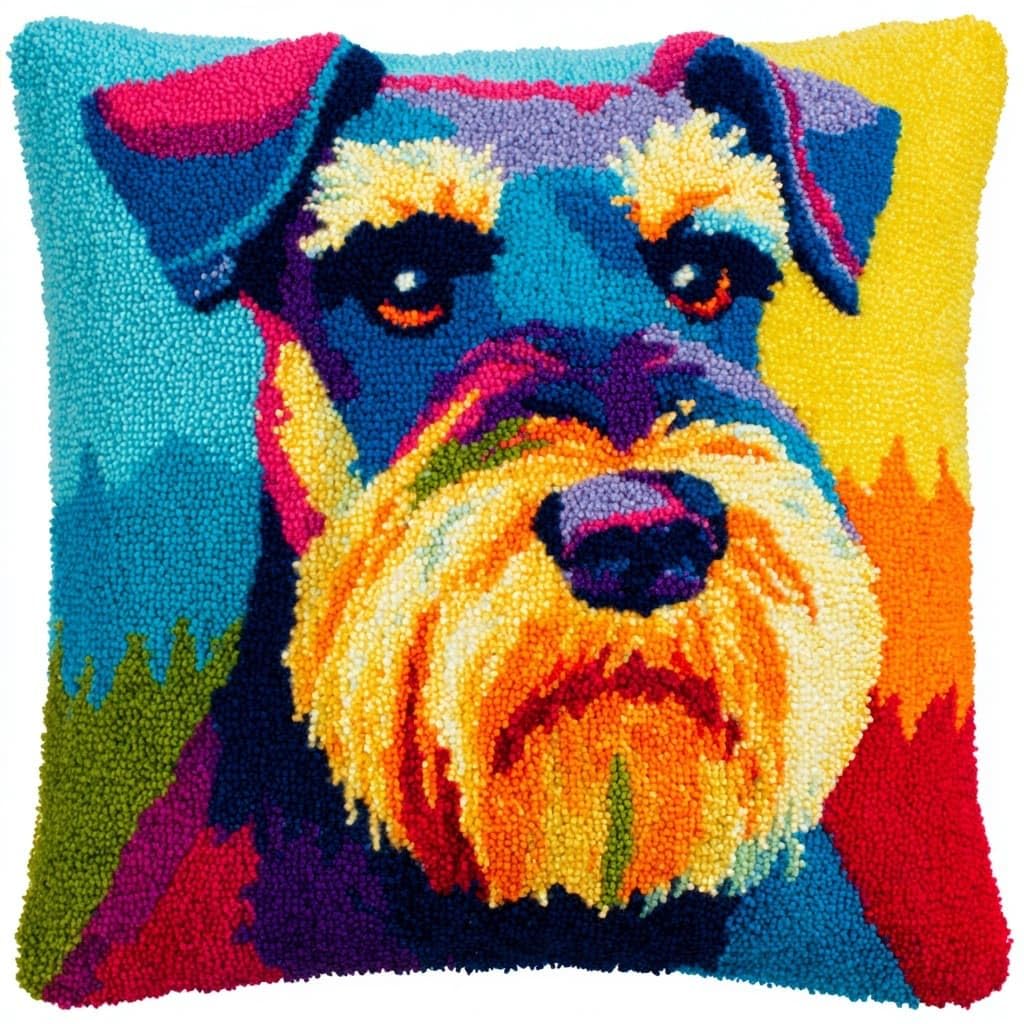 Henypt DIY Latch Hooking Pillow Kits Dog