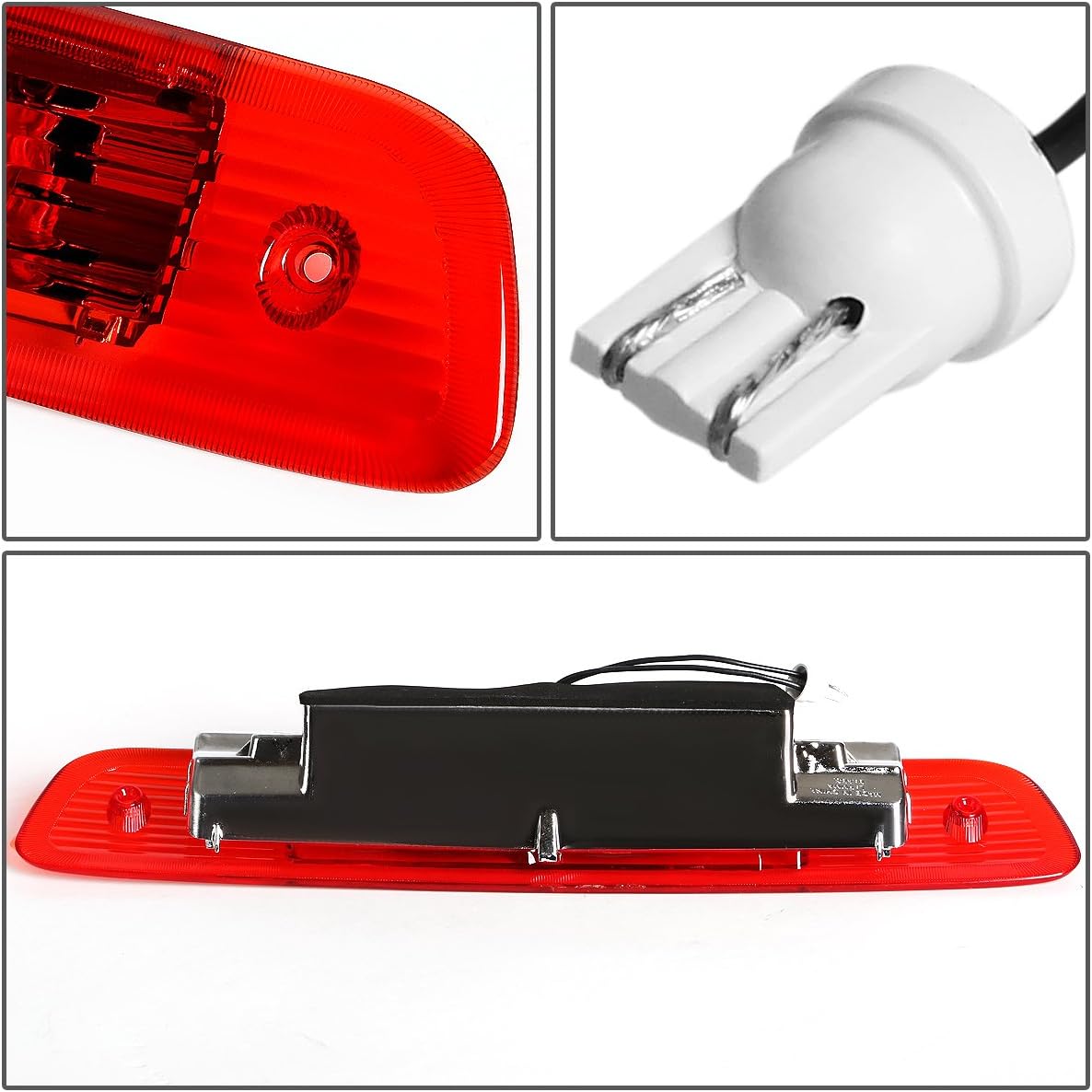 DNA MOTORING 3BL-TH01-LED-RD Red Lens LED High Mount 3rd Third Brake Light [Compatible with 01-03 Highlander]
