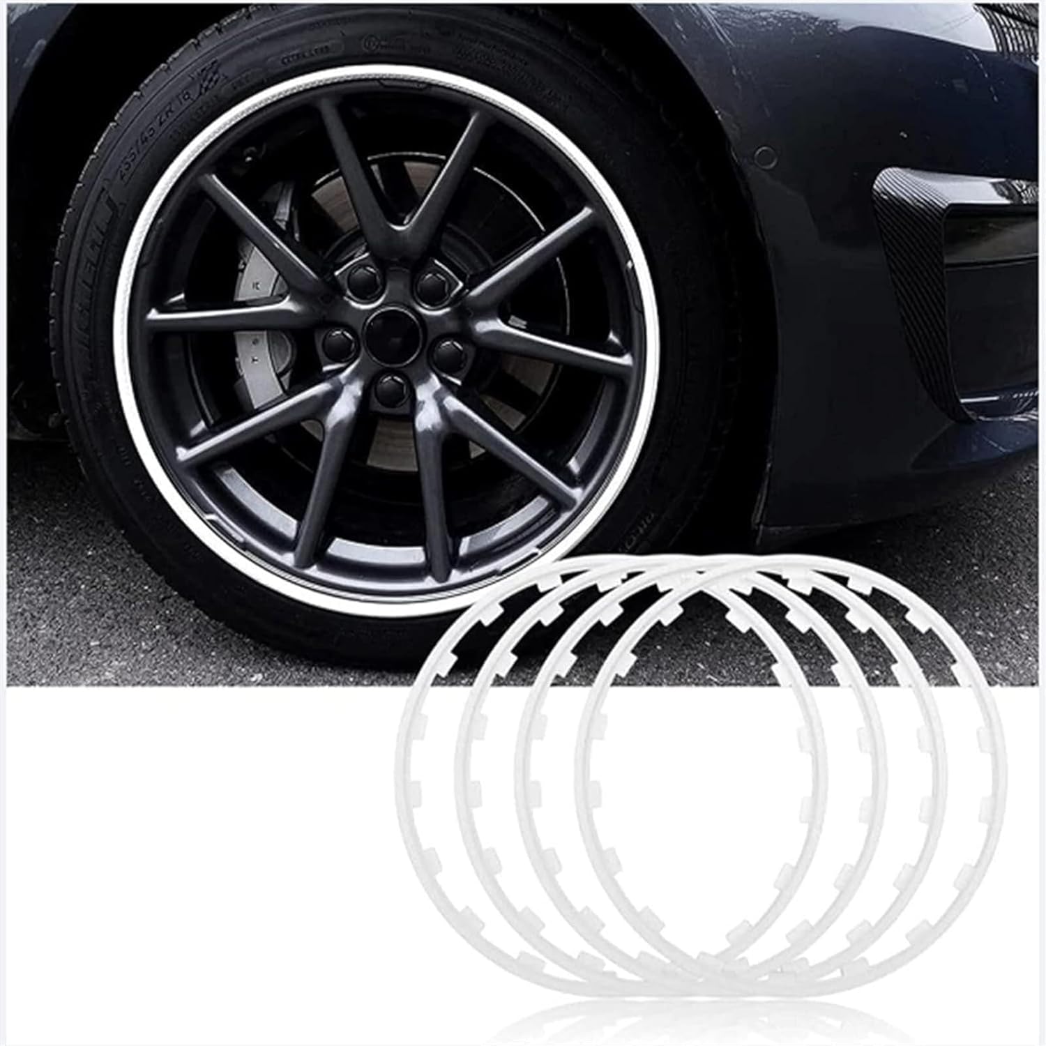 4PCS Wheel Protector Rim Trim Rings, Universal 16-20 Inch Tire Rim Guard, Anti-Collision & Scratch Protection, Durable Car Refit Kit for All Models