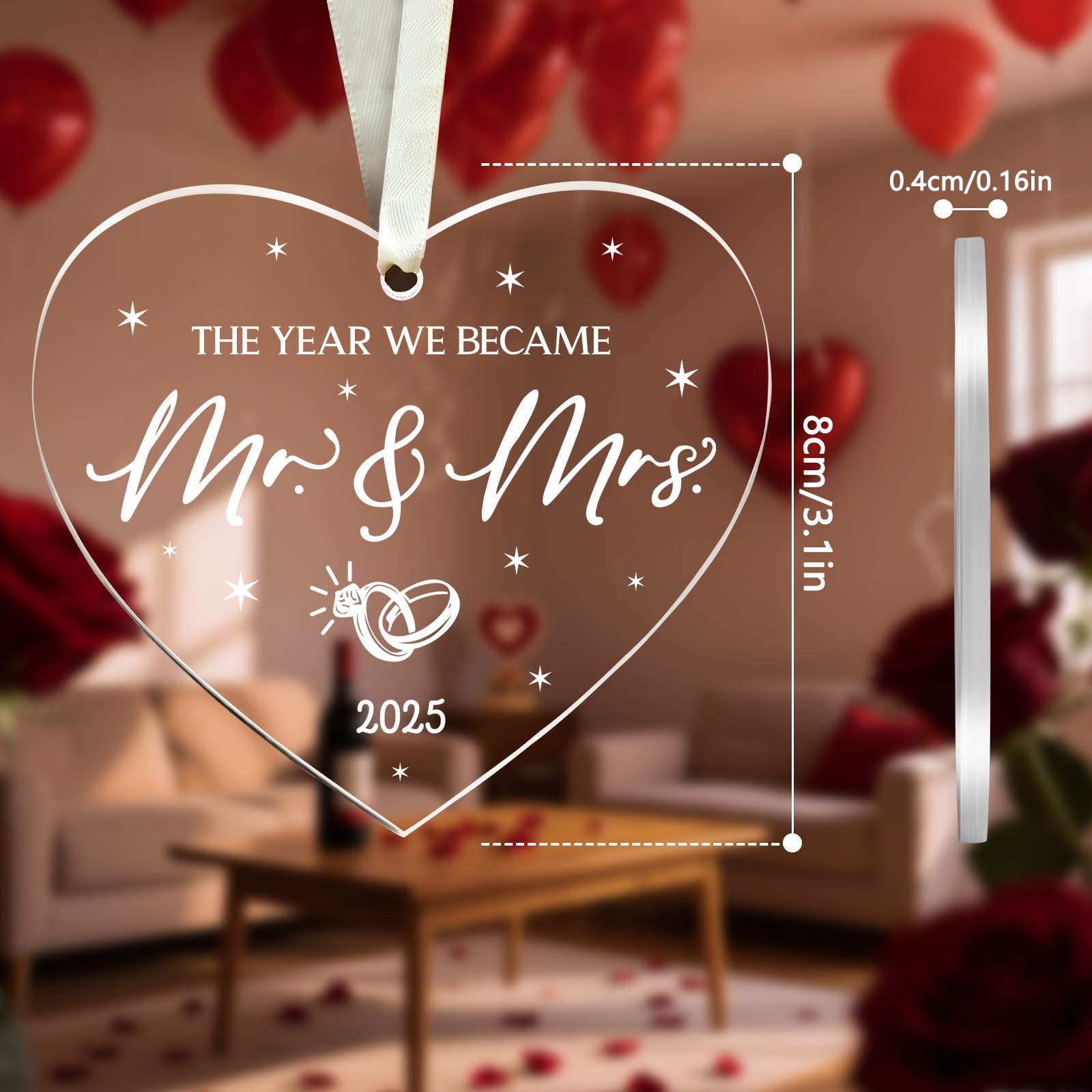 Condition photo showing Brand New for Wedding Gifts for Couples 2025 - First Christmas Wedding Ornament for Newly Engaged Couples, Bridal Shower Gift, Newlywed & Just Married Gift for Bride and Groom,Stocking Stuffers for Women