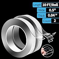 Vista 2 de Art3d 2 Rollos, 3 m, Cinta Nano de Doble Cara Super Fuerte Extraíble, Reutilizable, Lavable