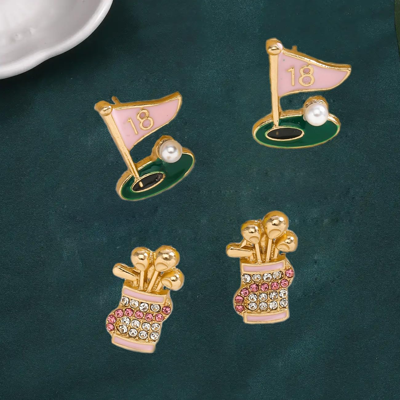 2 Pairs of Golf Earrings Set for Women, Fashion Sports Studs Stackable Jewelry Set, Golf Earrings Game Day Accessories Golf Jewelry Gifts - Image 3