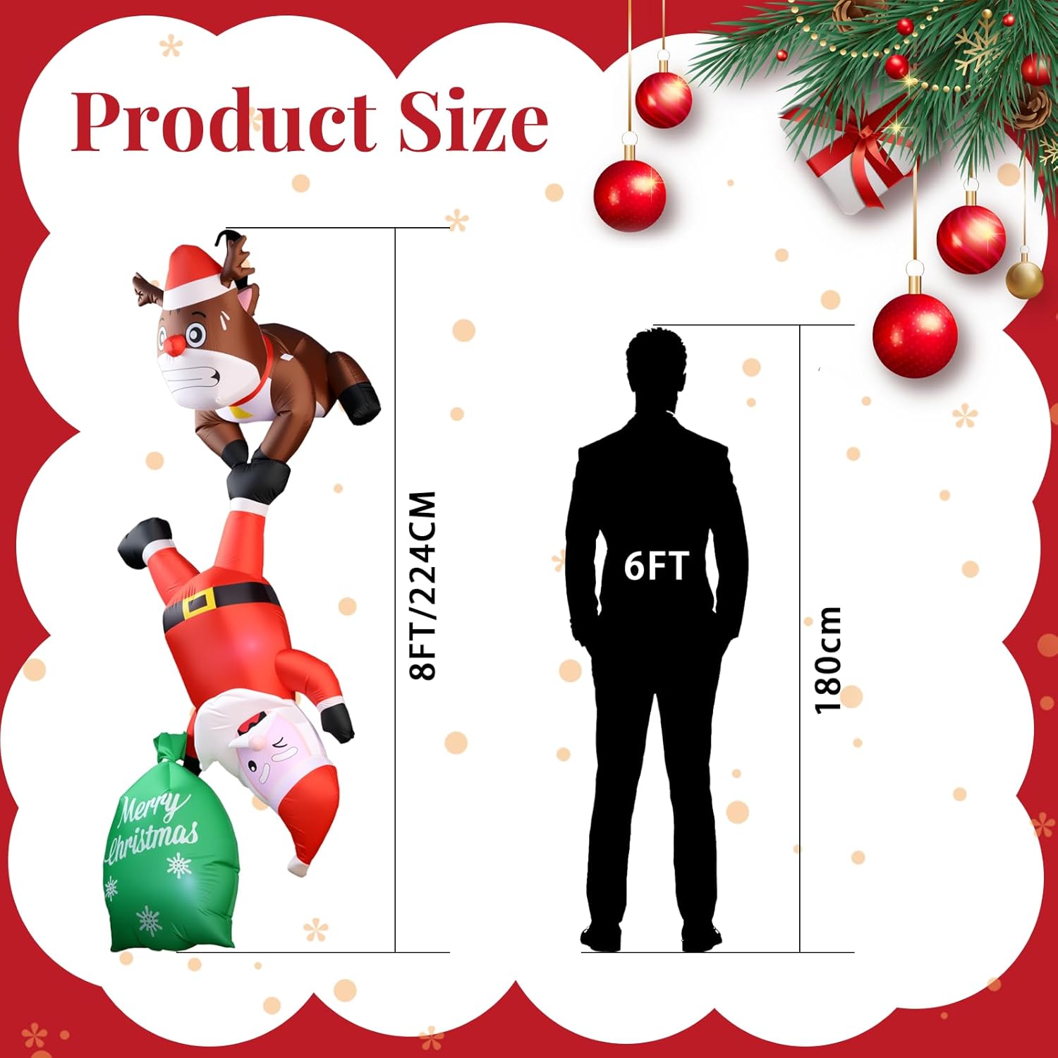 8FT Hanging Inflatable Christmas Decoration 2026 Climbing Santa Claus Decor with Built-in LED Lights Blow Up Outdoor Christmas Decorations for Roof Window Yard Xmas Party Indoor Outside Decor