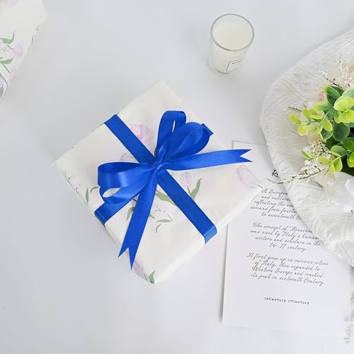 Miniatura 219 de Cinta de satén rosa polvoriento de doble cara de 1/4 pulgadas x 50 yardas, cintas de poliéster polvorientas para envolver regalos, cinta de tela