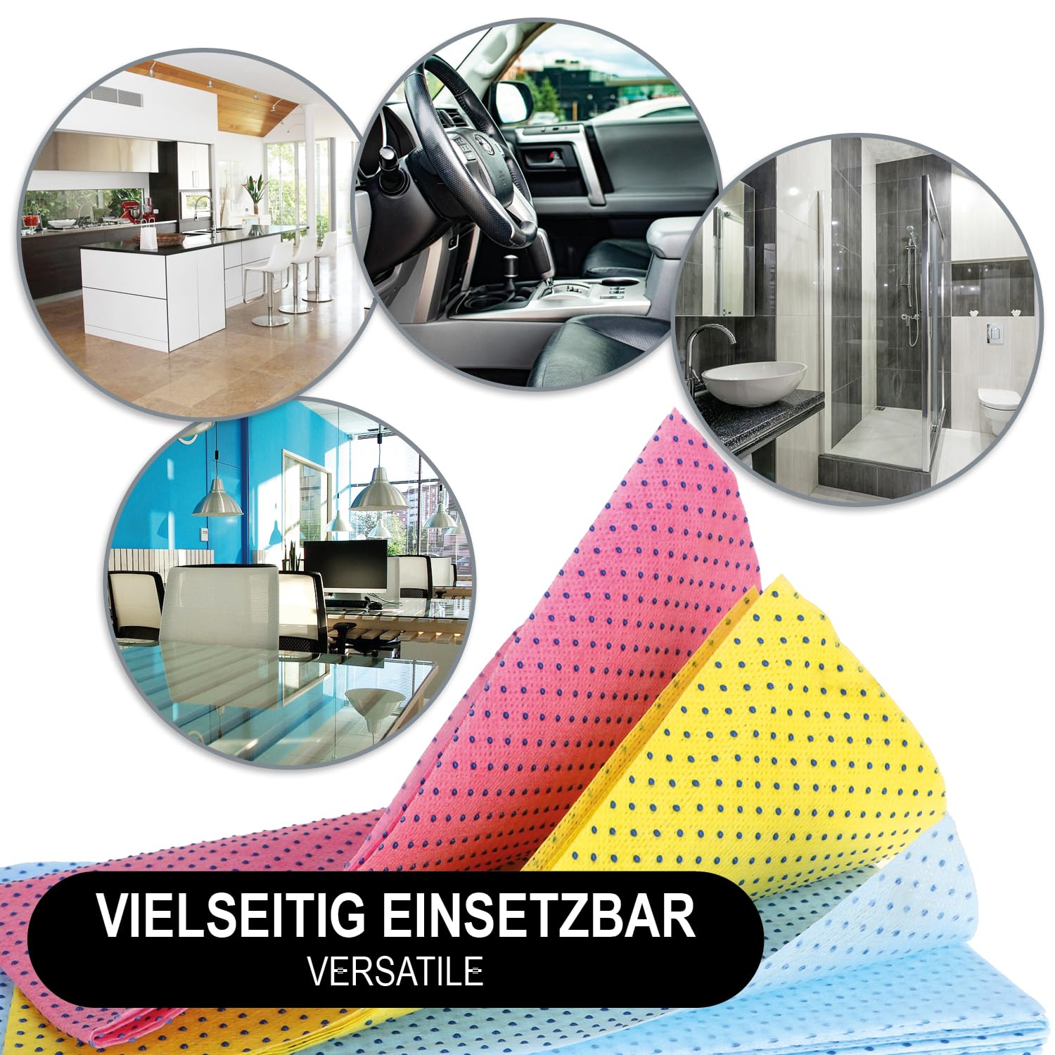 com-four® 864x Reinigungstücher mit Noppenstruktur, robuste Putztücher | wiederverwendbare - antibakterielle Wischtücher für Küche - Bad und Haushalt