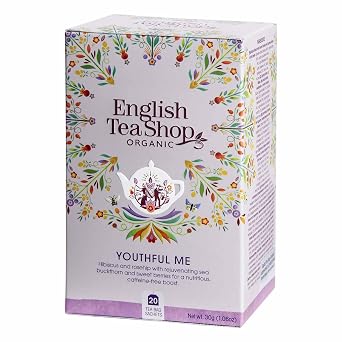 English Tea Shop Organic Caffeine Free, Youthful Me, 20 Sachet Tea Bags, 30 Gram Pack of 1