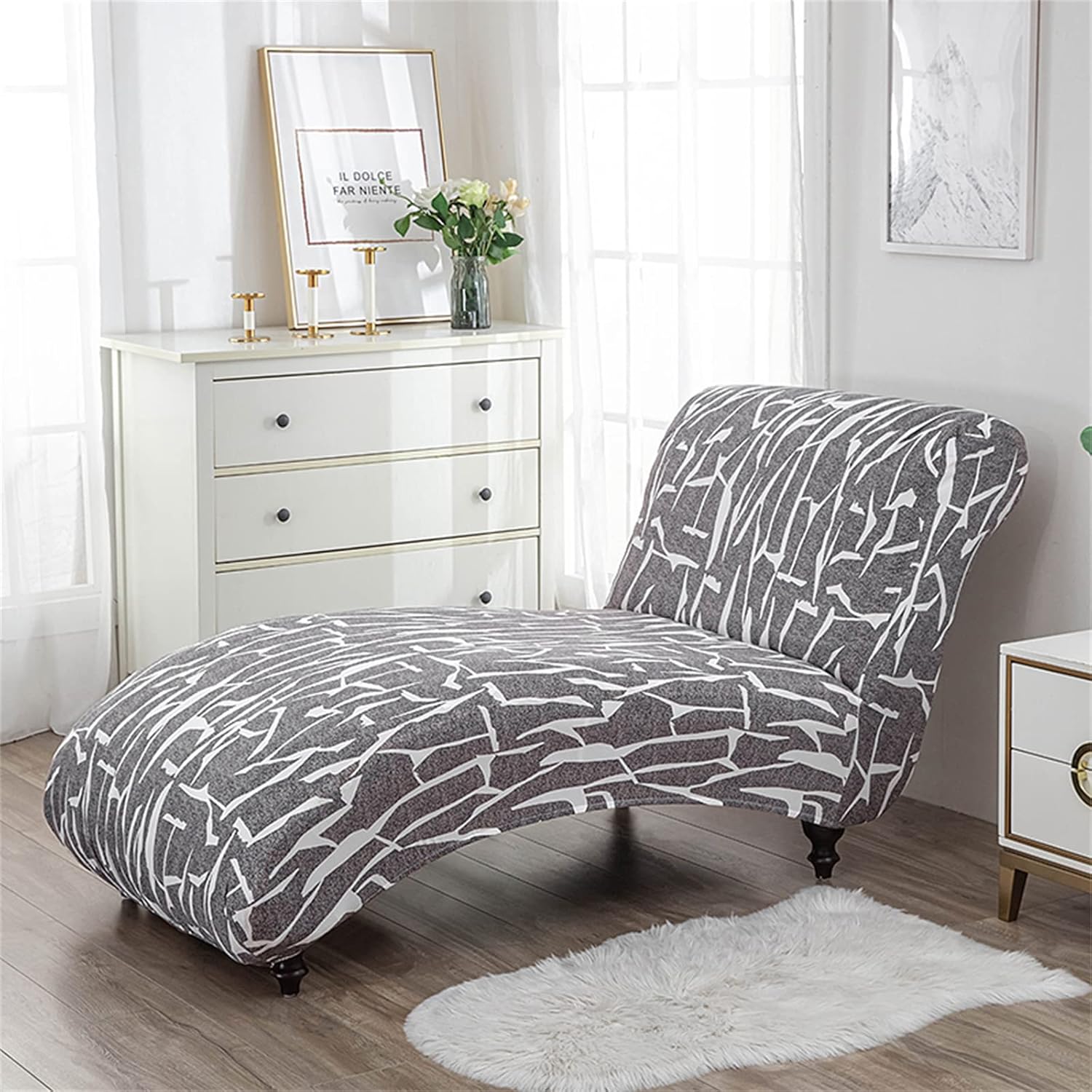 Chaise Lounge Cover Stretch Chaise Chair Covers Chaise Slipcover Armless Chaise Lounge Indoor Furniture Slipcover for Living Room Bedroom Machine Washable (New-2)