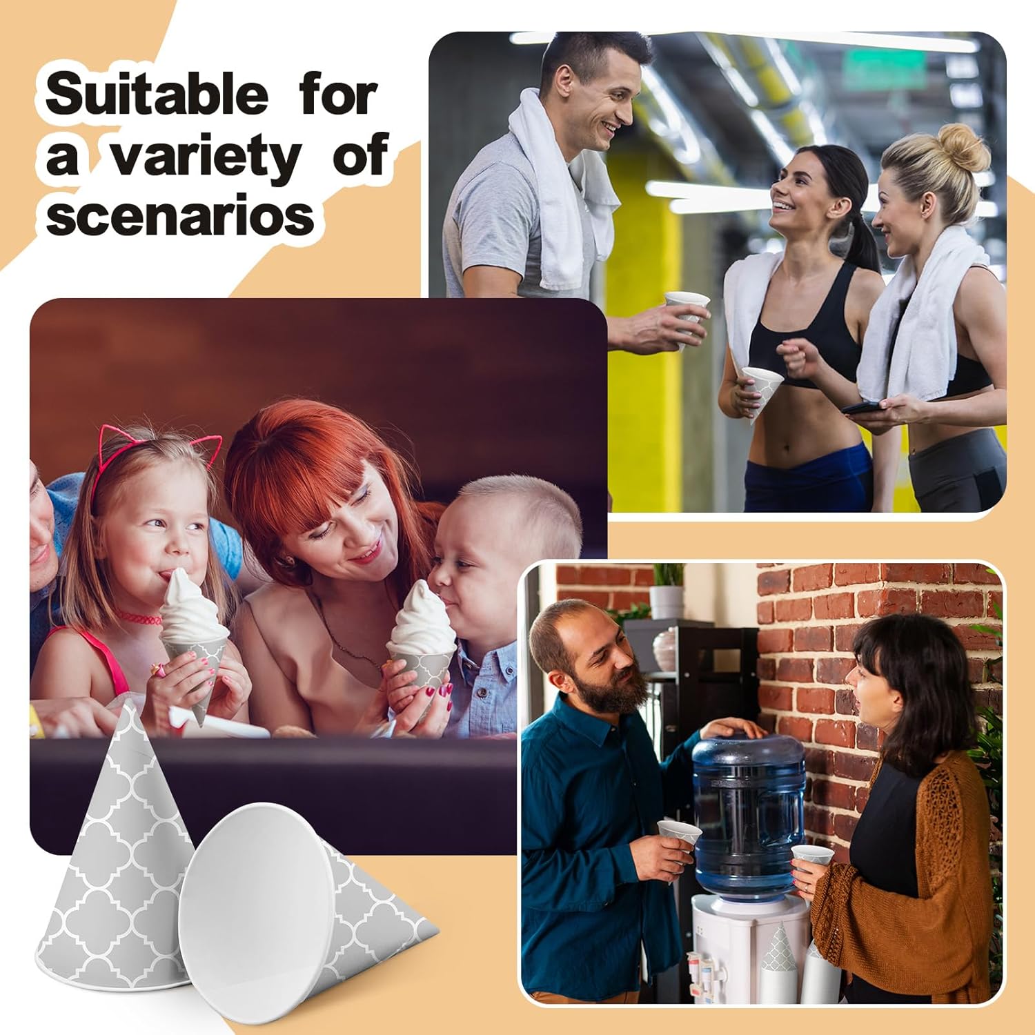 Roshtia 800 Pcs 4 oz Paper Cone Cups Thicken Disposable Snow Cone Cups for Water Dispenser, Bathroom, Shaved Ice, Mouthwash, Restaurants, Home, Office