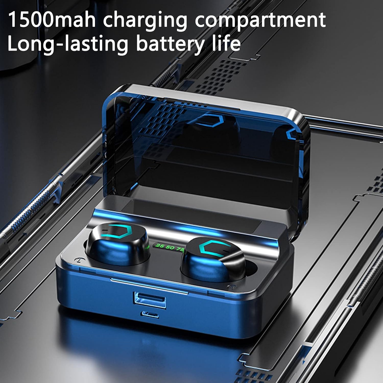 bzdzmqm wireless earbuds bluetooth headphones in ear earphones with bluetooth 5 2 deep bass led powered display ipx7 waterproof earbuds for sport and