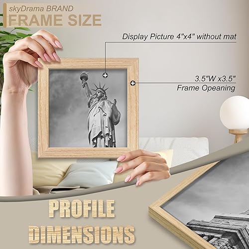 Miniatura 4 de Portarretratos de madera maciza natural de 4 x 4 pulgadas, póster para colgar en la pared vertical y horizontal, paquete de 2 unidades, negro4 x 4