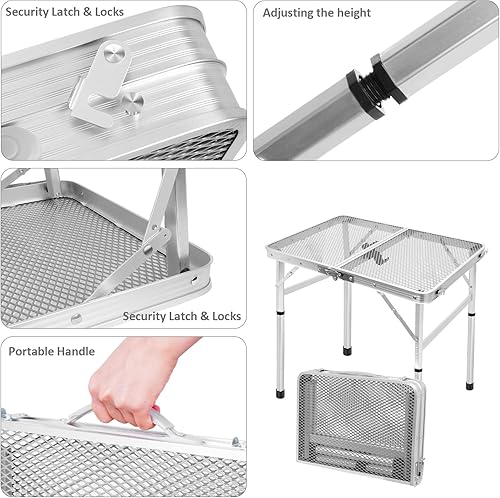 Miniatura 6 de Mesa plegable pequeña, fácil de almacenar, mesa de picnic portátil compacta para parrilla, campamento al aire libre, jardín, patio, comedor,