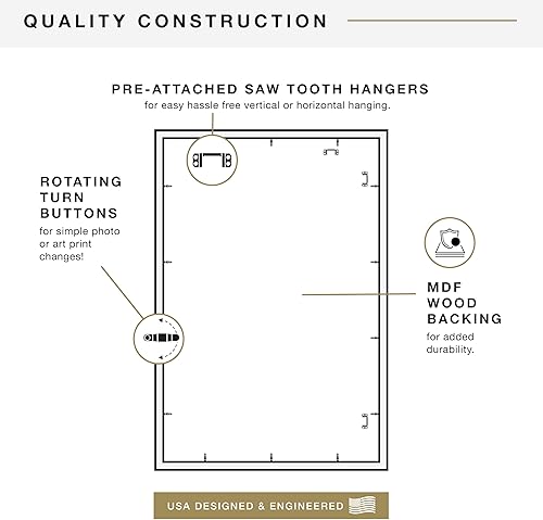 Vista 7 de MCS Studio Gallery Marco clásico para póster de 24 x 36 pulgadas, imitación de veta de madera de color negro, colgar en horizontal o vertical