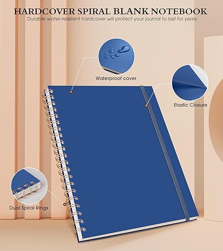 Vista 52 de Cuaderno de papel cuadriculado, cuaderno en espiral de 8.5 x 11 pulgadas, cuadernos de cuadrícula grande A4 para mujeres y hombres, papel gráfico