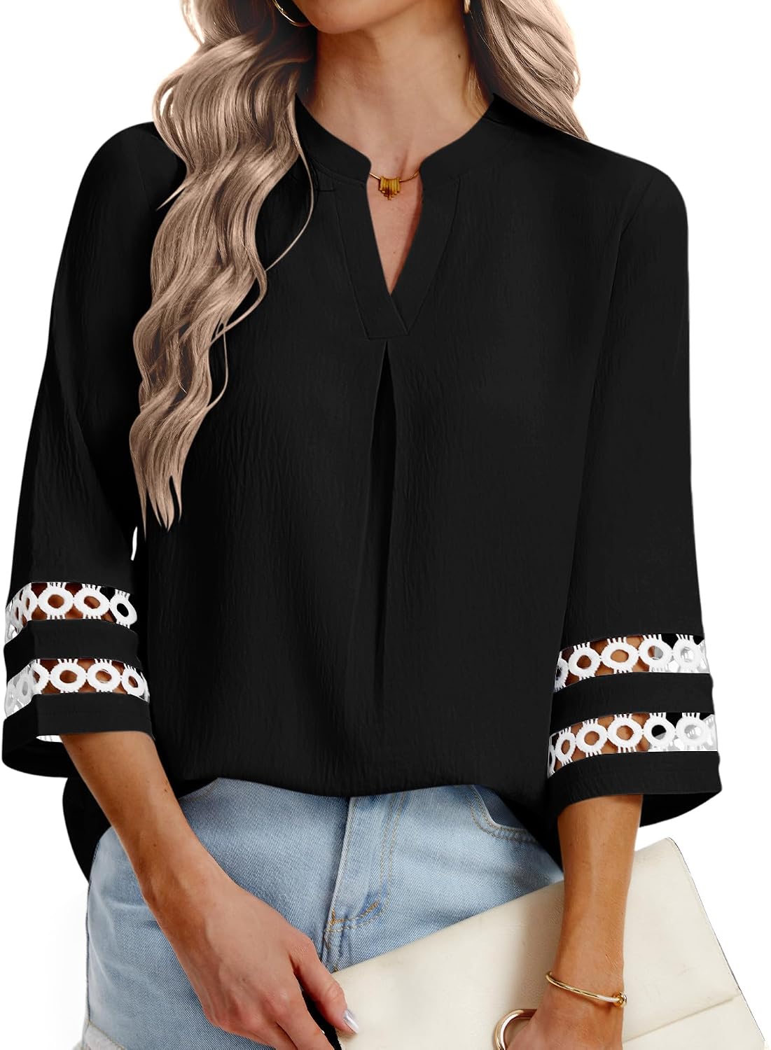 PYGFEMR 3/4 Length Sleeve Womens Tops Casual Dressy Trendy Work Blouses