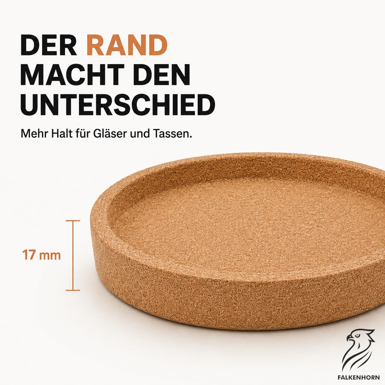 Kork Untersetzer 24er Set Ø 10 cm mit Rand – Glasuntersetzer, Tassenuntersetzer & Getränkeuntersetzer aus Naturkork – saugfähig, hitzebeständig – Made in Portugal