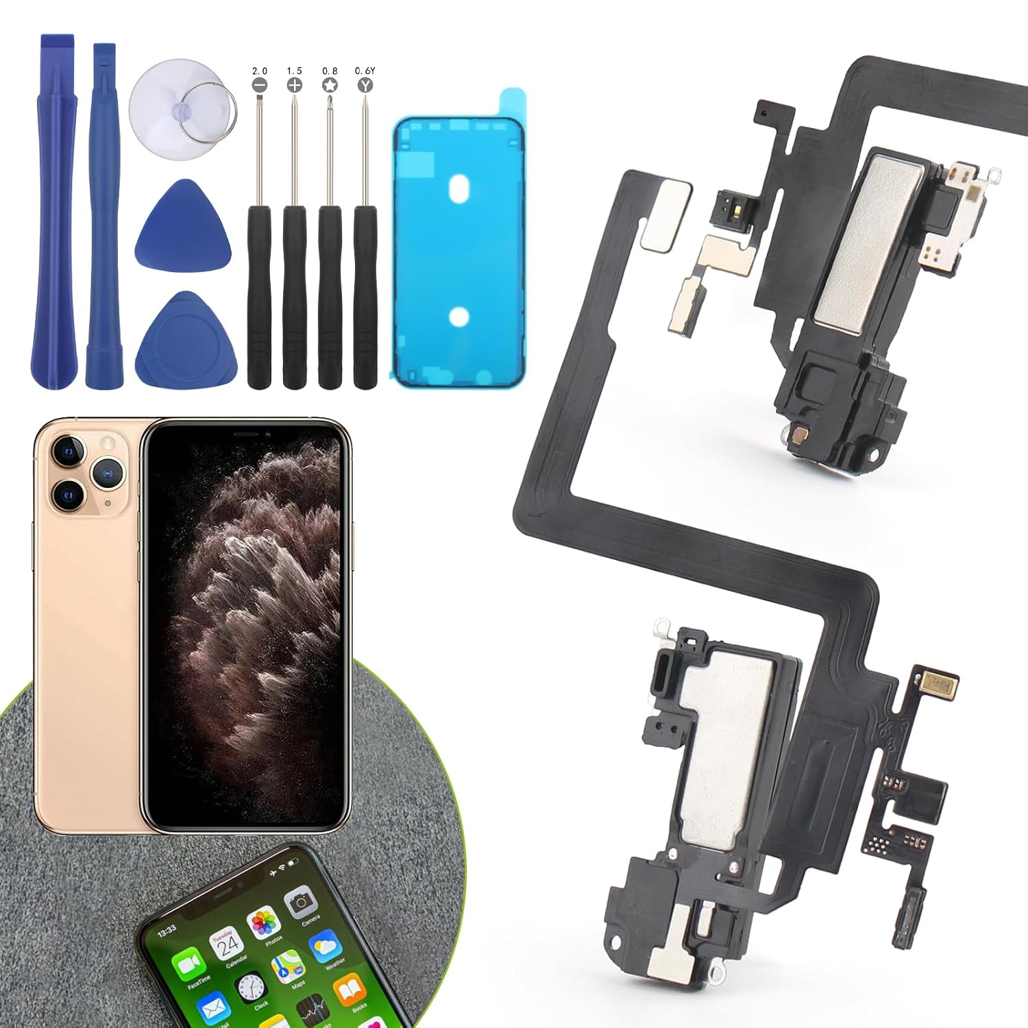Earpiece Speaker Replacement for iPhone 11 Pro Ear Speaker Flex Cable Replacement for iPhone 11 Pro with Tool