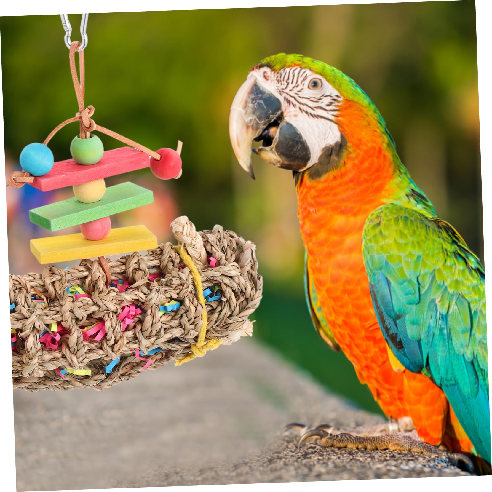 VANZACK 2pièces Parrot Toy Bois pour Oiseaux Jouet à Mâcher Suspendu pour Perroquets Et Oiseaux Accessoire De Jeu Sécurisé Et Amusant