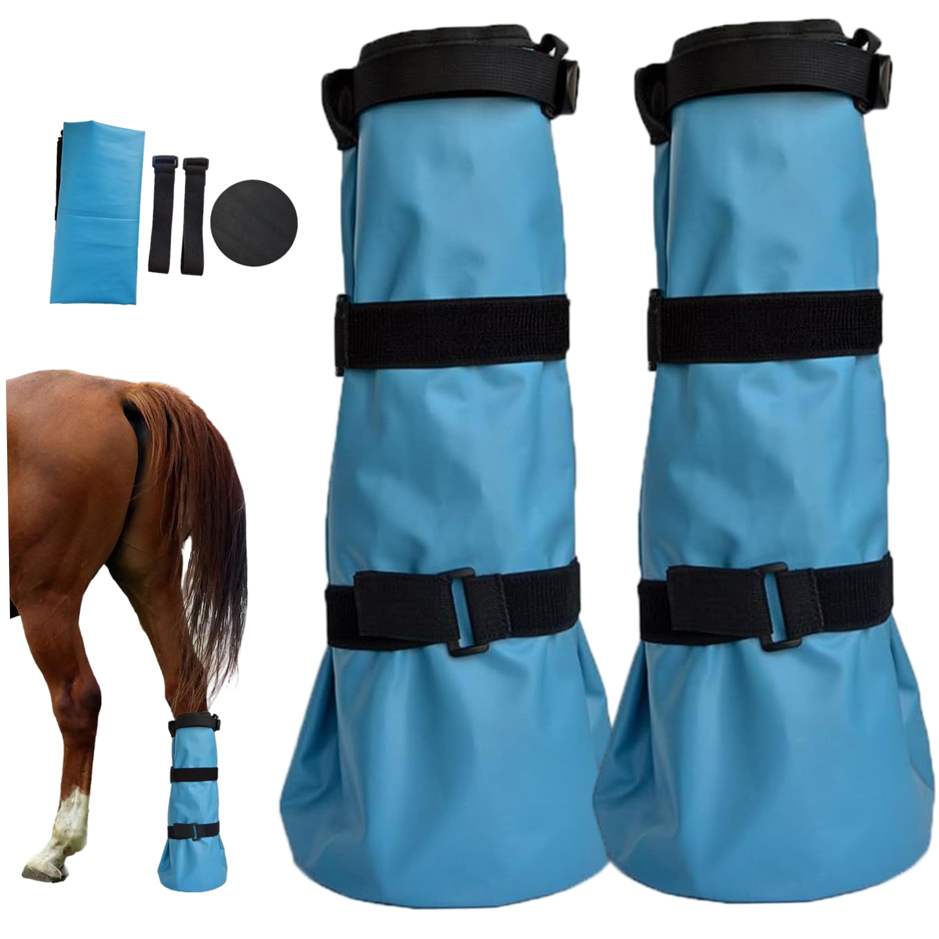 Bottes de cheval réutilisables avec sangle réglable en PVC bleu
