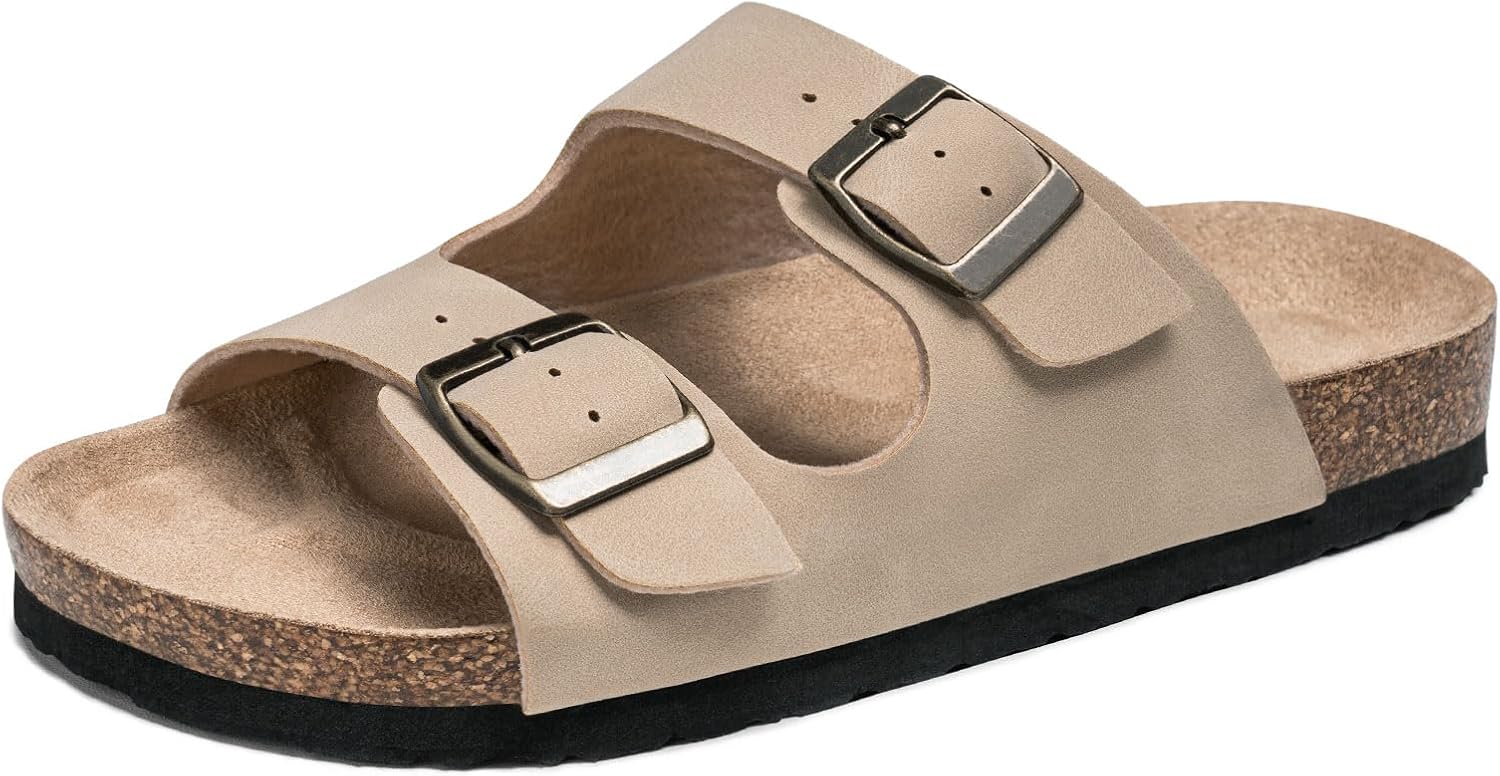 FITORY Boys Girls Glitter Slide Sandals, Cork Slipper with Adjustable Straps for Little Kid/Big Kid