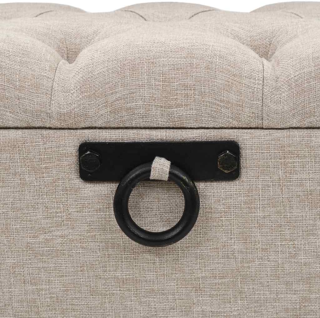 vidaXL Storage Bench, Storage Bench with Padded Seat and Backrest, Hall Bench for Entryway Living Room Home, Retro Style, Cream Fabric