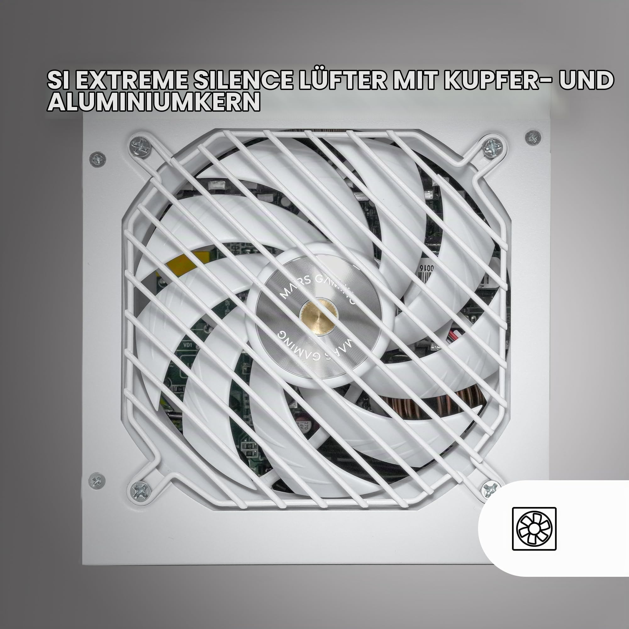MARSGAMING MPB750SI, PC-ATX-Netzteil 750W, 7 Jahre Garantie, 80Plus Bronze 230V, 90% Effizienz, SI Extreme Silence Lüfter mit Kupferkern, AI2-RPM-, DC-DC- und SMD-Technologien, Weiß