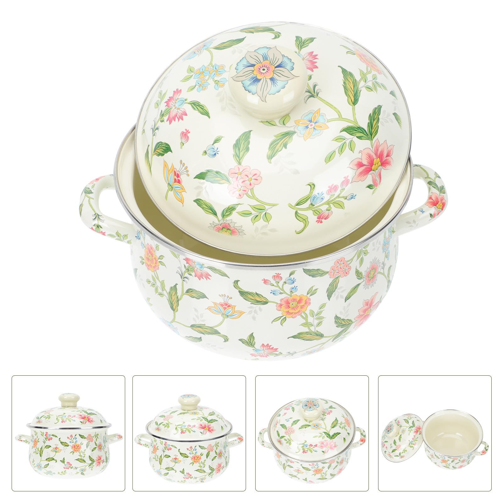 Pentola in Smalto Casseruola per Zuppa, Fondo Piatto | 1 Pezzo, Stile Vintage, Uso Domestico, Cottura e Stufatura, Superficie Liscia e Pratica