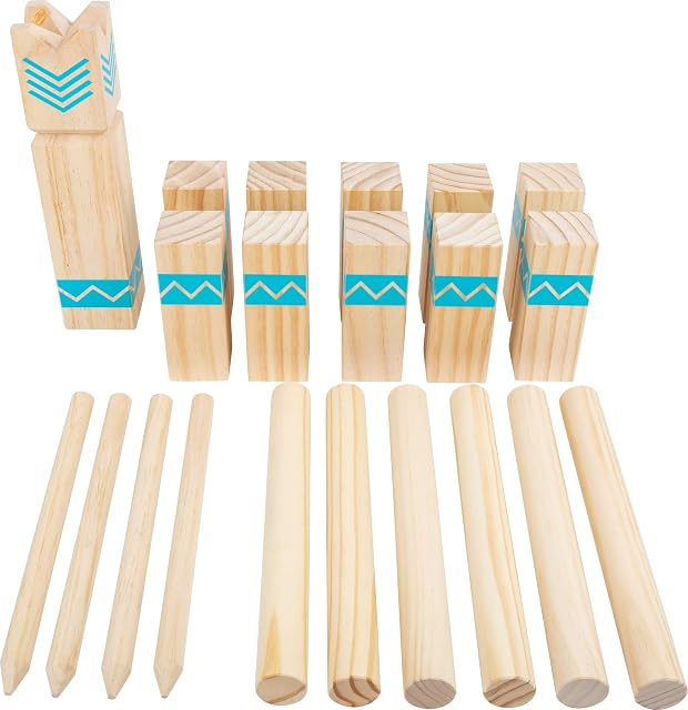 Foto 2 de 7 de small foot Company Juego Vikingo Kubb Active Juguetes para apilar y Encajar, Color marrón (12036)