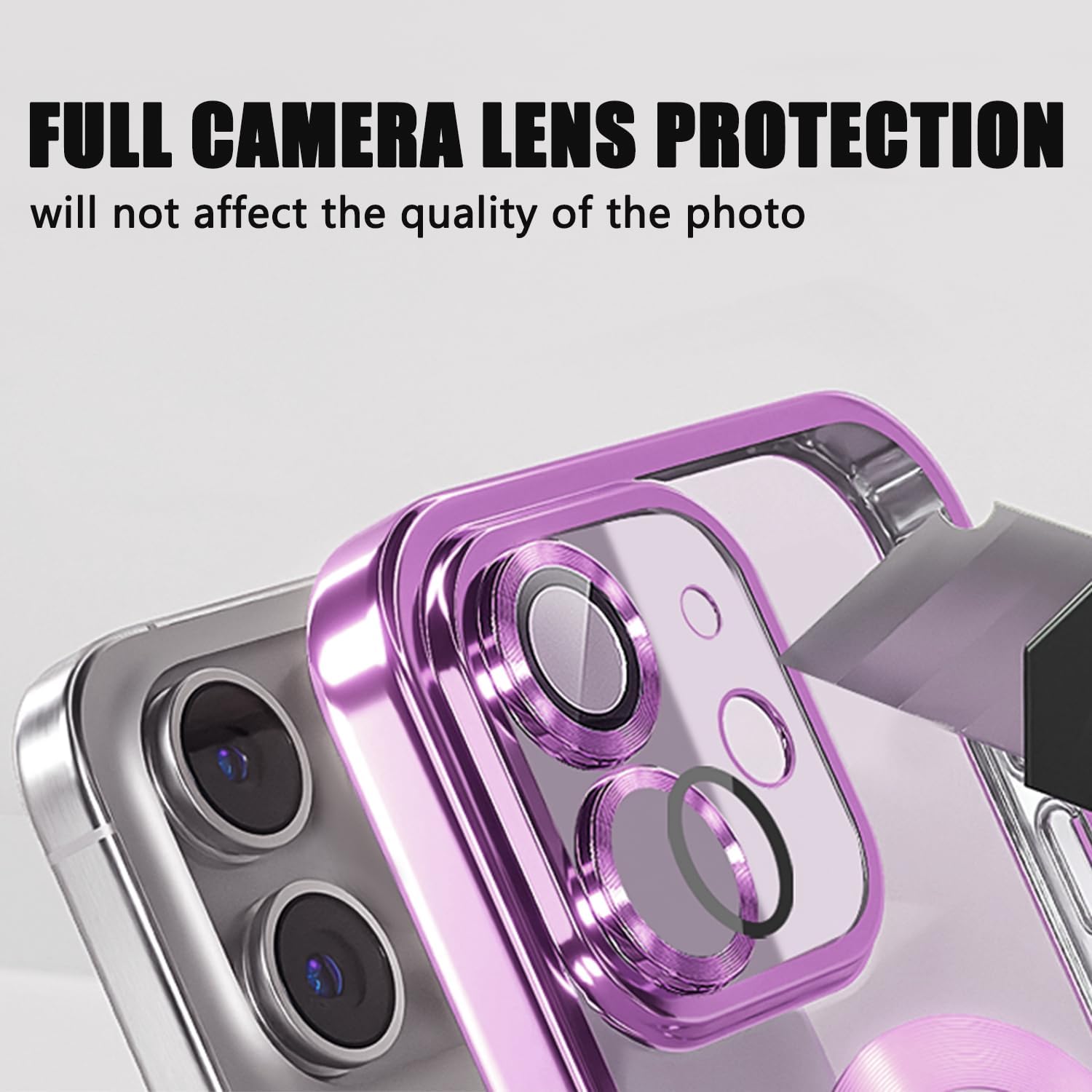  for iPhone 11 Magnetic Glitter Case Compatible with MagSafe,Full Protection Slim Shockproof Anti-Scratch Case with Camera Lens Protector Logo View Dust-Proof Net for Women Purple thumbnail