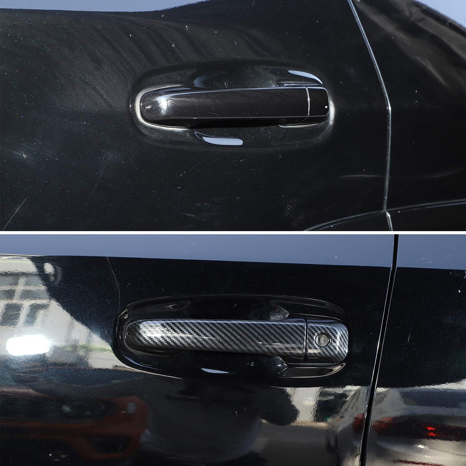 JeCar Door Handle Inserts Exterior Handle Trim Cover for 2010-2019 Toyota 4 Runner SUV, Carbon Fiber Texture