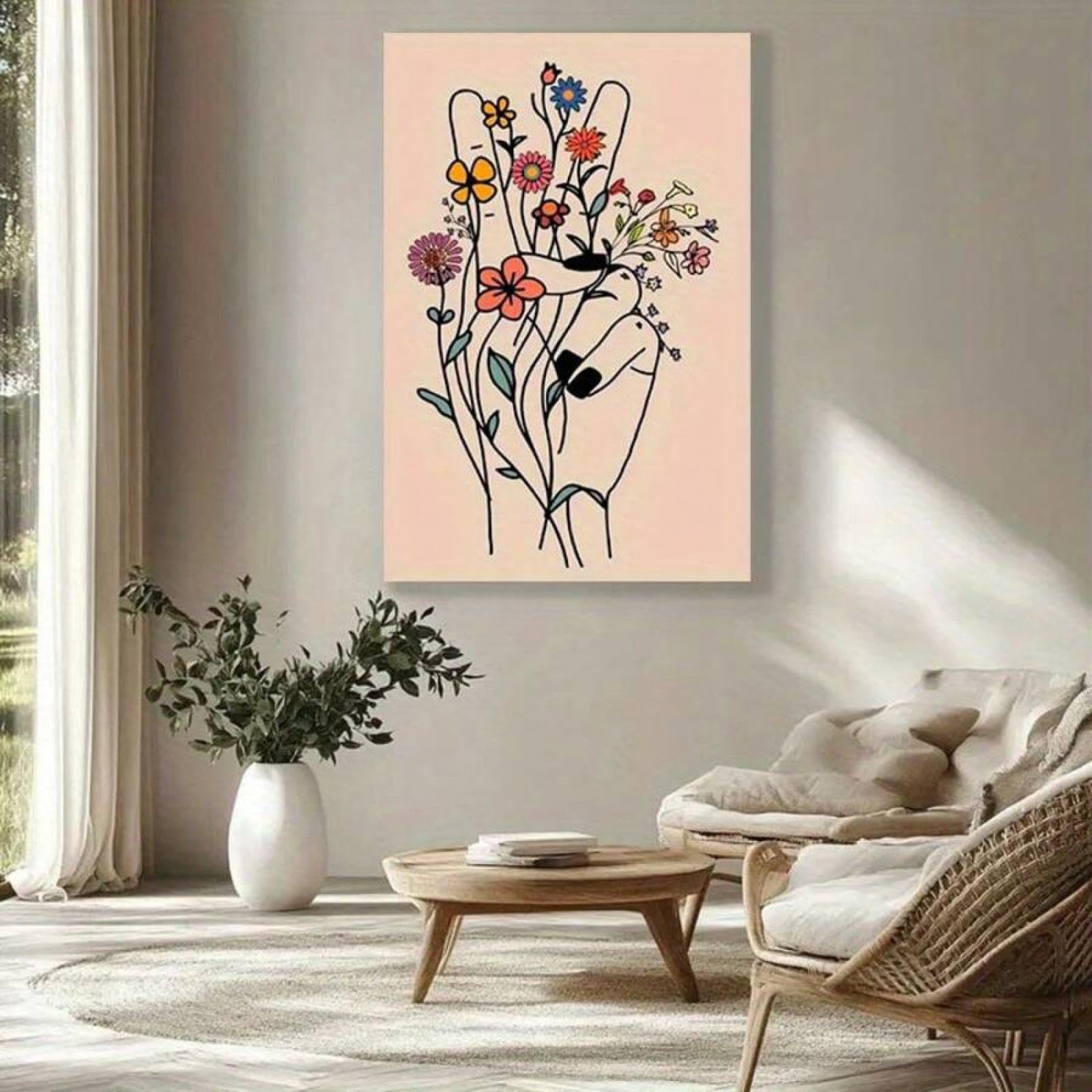 Impression sur toile bouquet bohème 21x30cm sans cadre fleurs colorées - 8