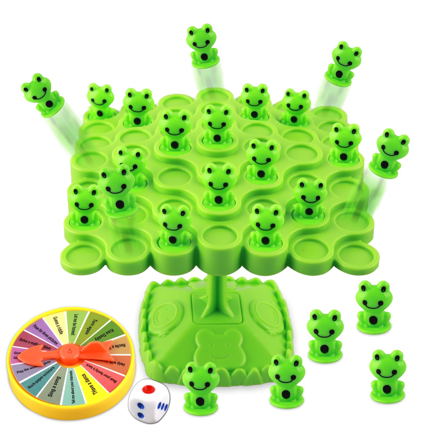 Esportic Frog Balance Game, Balanced Tree Frog Board Game, Frog Balance Counting Toys for Kids, Multiplayer Desktop Stacking Interactive Toys for Family Gathering Party, PINGHENGSHU-01