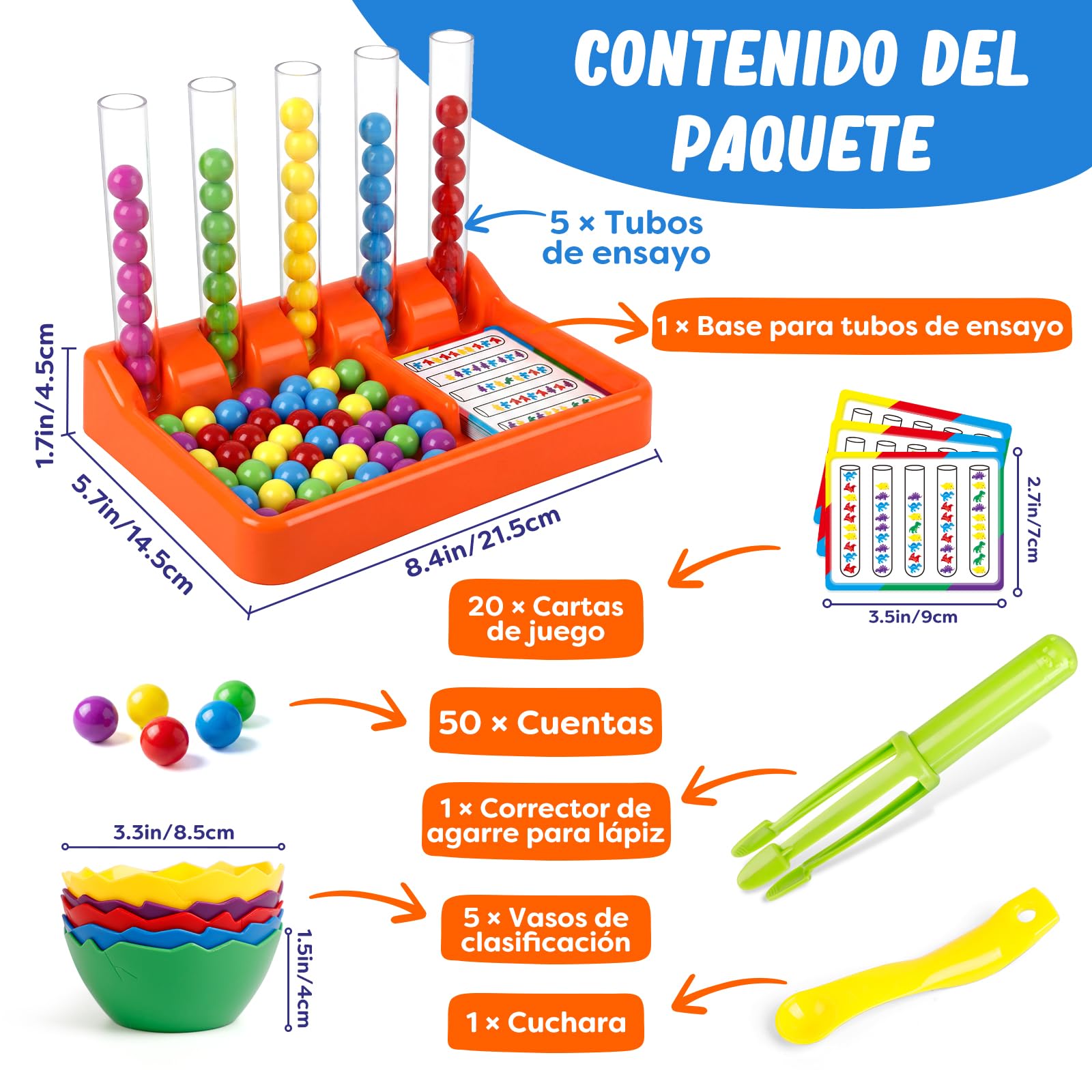 Broytain Montessori Juguete Educativo,Clasificar Juegos,Montessori Juego de Combinación de Color,para Contar,Motricidad Fina,Juguetes Educativos para Niños 3-7 años