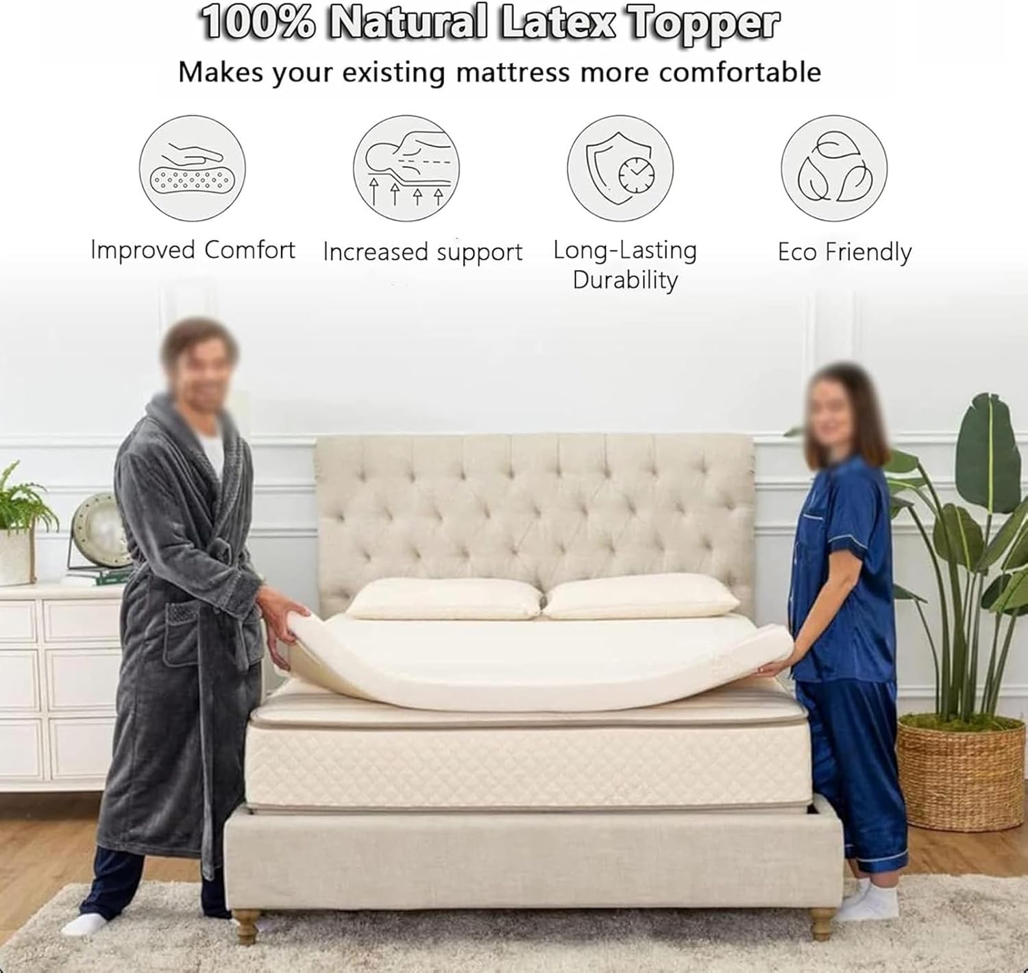 100% Natural OrgaLatex Mattress - King, Queen, Twin, Full Size - 10cm Thick, 3/4 Inch - Eco-Friendly Hotel Quality with OrgaCover - 160×200cm (63×79in)