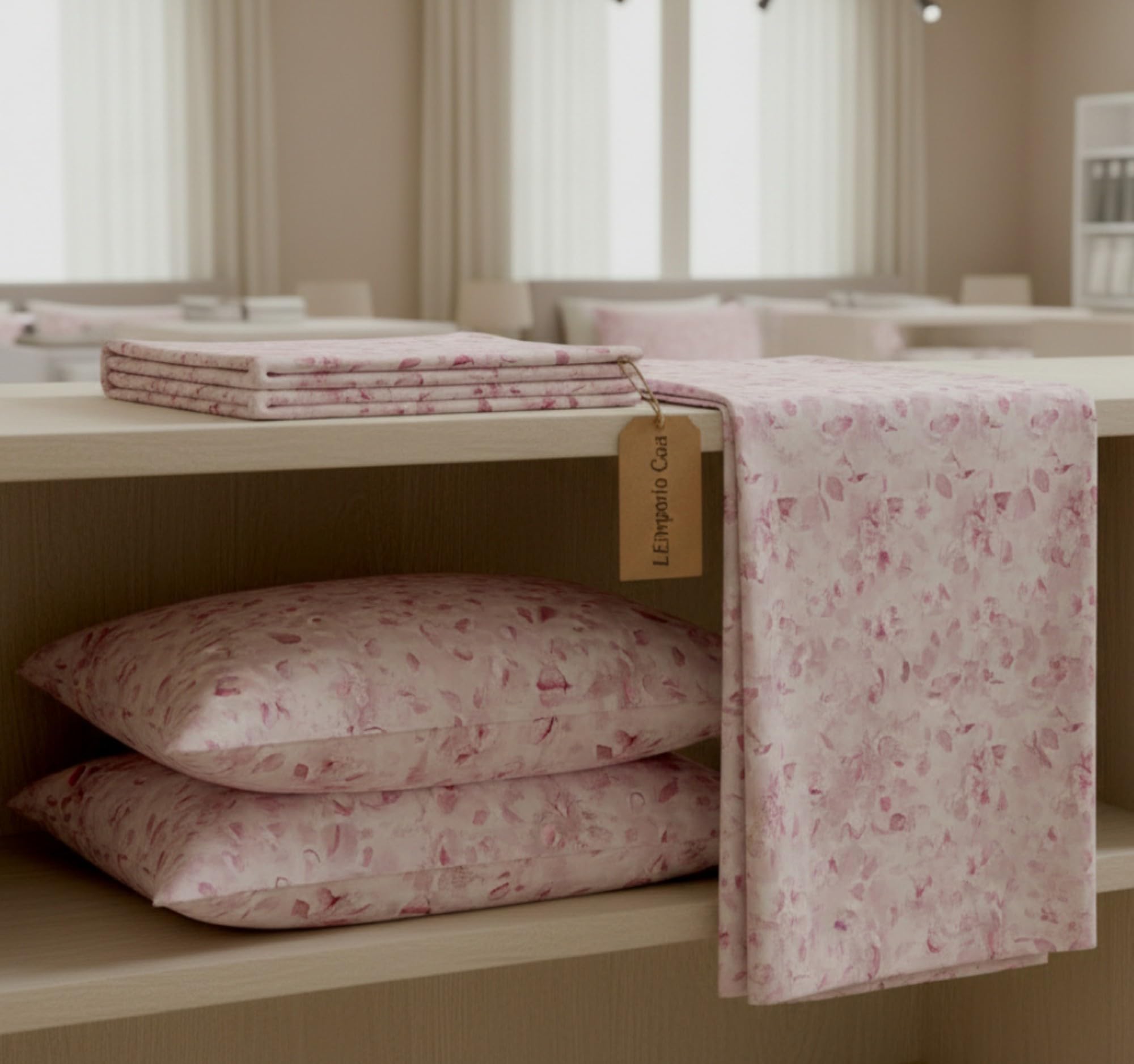 L'Emporio Casa Atelier komplet pościeli dwuosobowej, druk cyfrowy, 100% bawełna, jedwabisty i miękki na skórze (różowa akura)