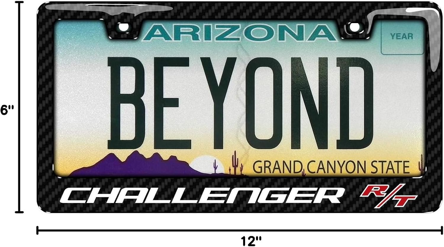 iPick Image for Dodge Challenger R/T Black Real 3K Carbon Fiber Finish ABS Plastic License Plate Frame